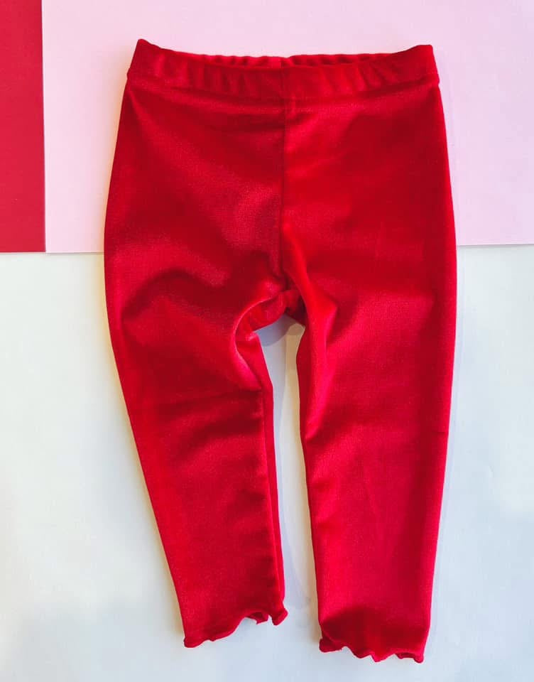 Velvet Leggings- Red
