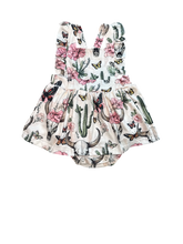 Load image into Gallery viewer, Cactus Floral Cross Romper, Size 0-2T
