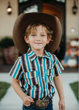 Load image into Gallery viewer, Vintage Pin Stripe SS Pearl Snap Shirt, Size 2T-5T

