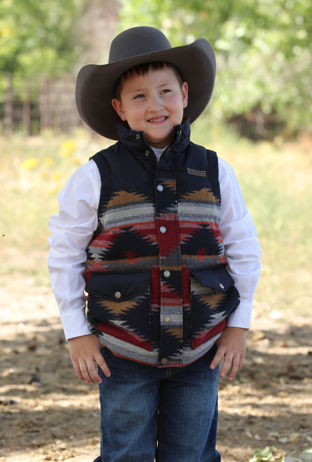 Boy's Aztec Quilted Vest - Blue