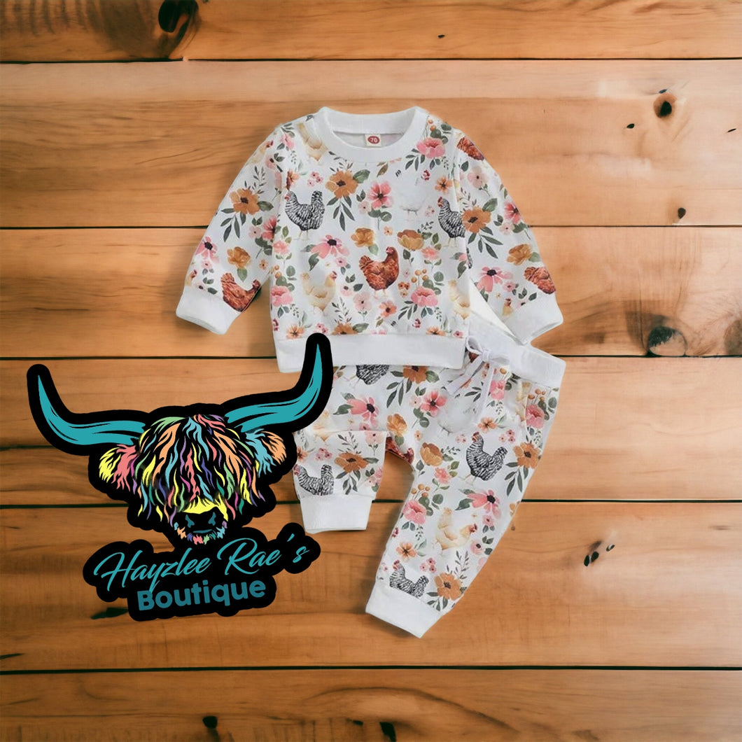 Floral Chicken Jogger Set