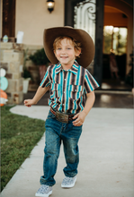 Load image into Gallery viewer, Vintage Pin Stripe SS Pearl Snap Shirt, Size 2T-5T
