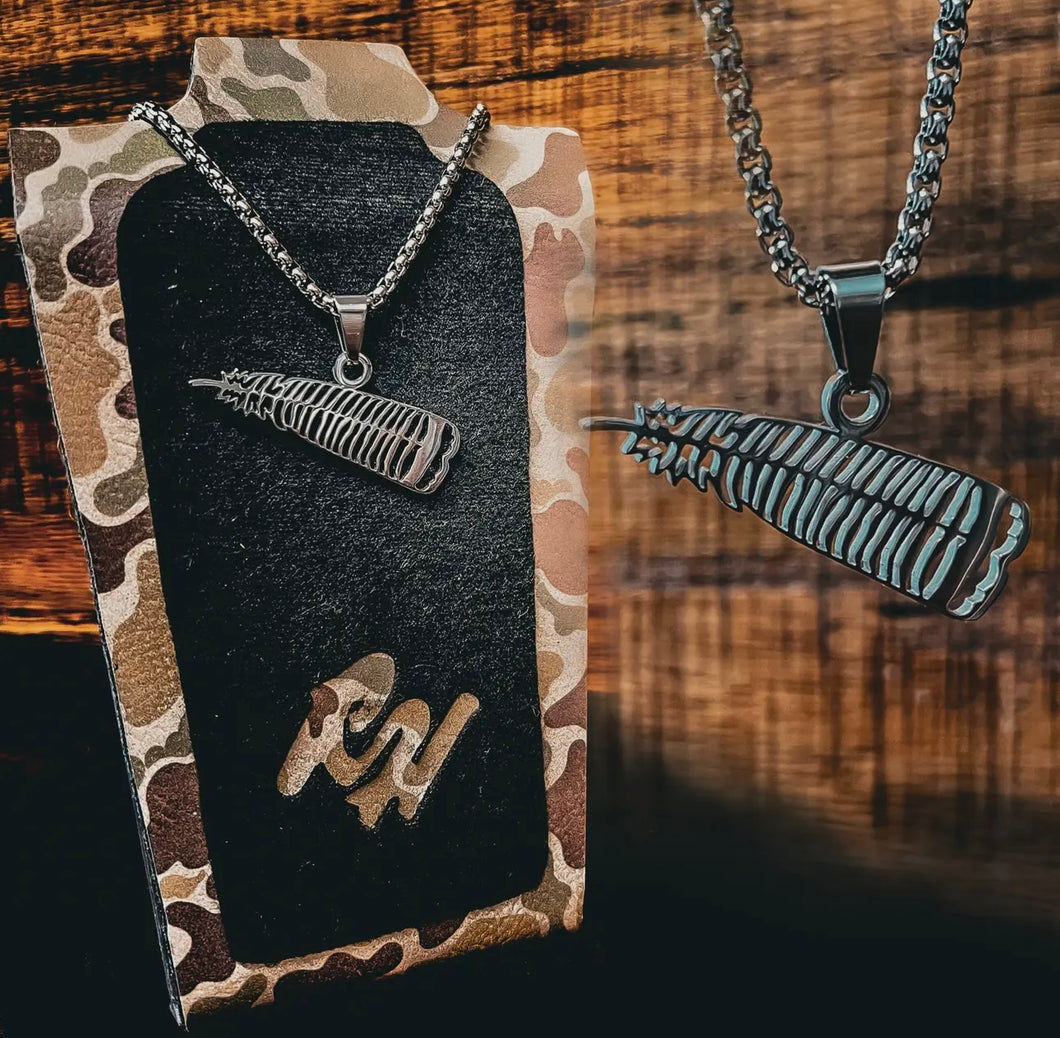 Turkey Feather- Stainless Steel Necklace and Pendant