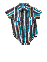 Load image into Gallery viewer, Vintage Pin Stripe SS Pearl Snap Onesie, Size 0-18M
