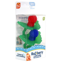 Load image into Gallery viewer, Razberry Silicone Teether 2PK - Red &amp; Blue
