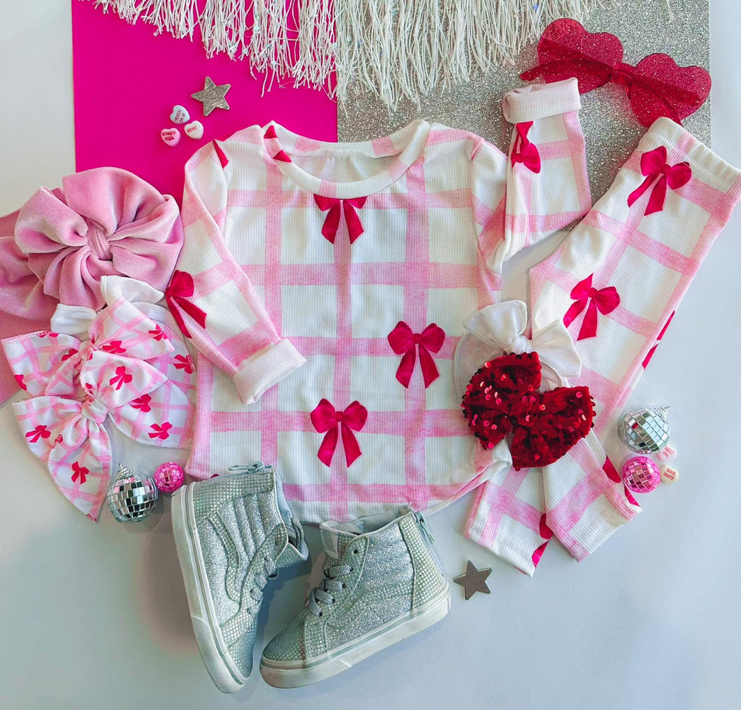Pink Plaid Bow PJ’s