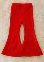 Load image into Gallery viewer, Red Shimmery Bell Pants
