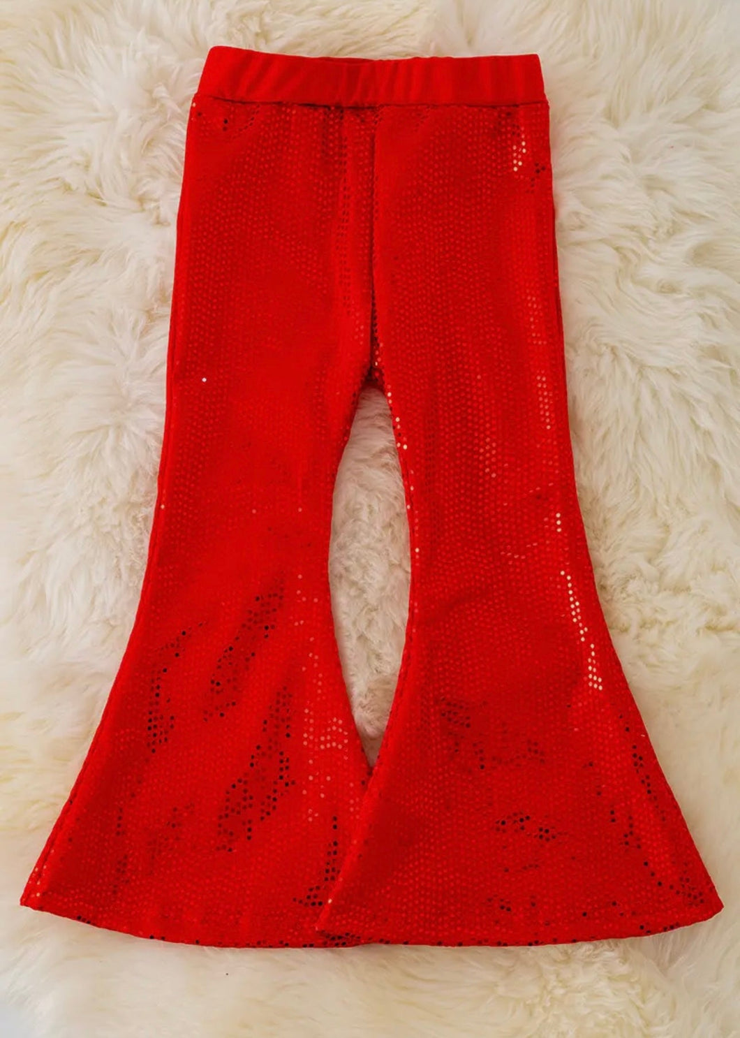 Red Shimmery Bell Pants