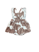 Load image into Gallery viewer, Brown Cowprint Cross Romper, Size 0-2T
