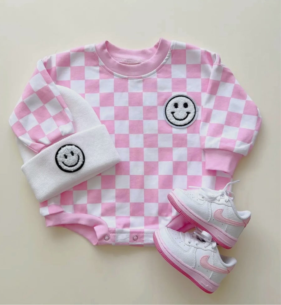 Pink Checkered Romper
