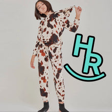 Load image into Gallery viewer, Cow Print Brushed Knit Hoodie and Jogger Pants Set
