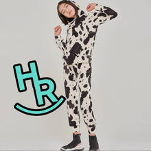 Load image into Gallery viewer, Cow Print Brushed Knit Hoodie and Jogger Pants Set

