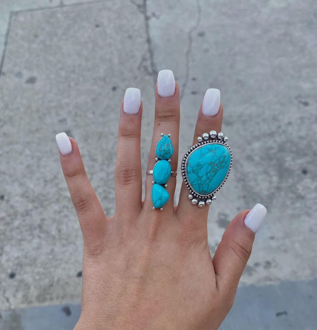 Vintage Silver Large Stone Rings