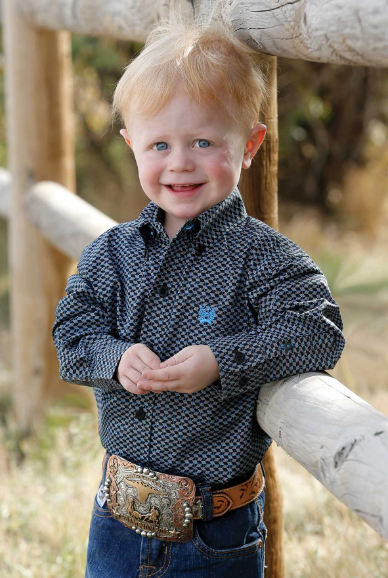 Cinch® Black and Blue Geometric L/S- Lil' Cowbabe