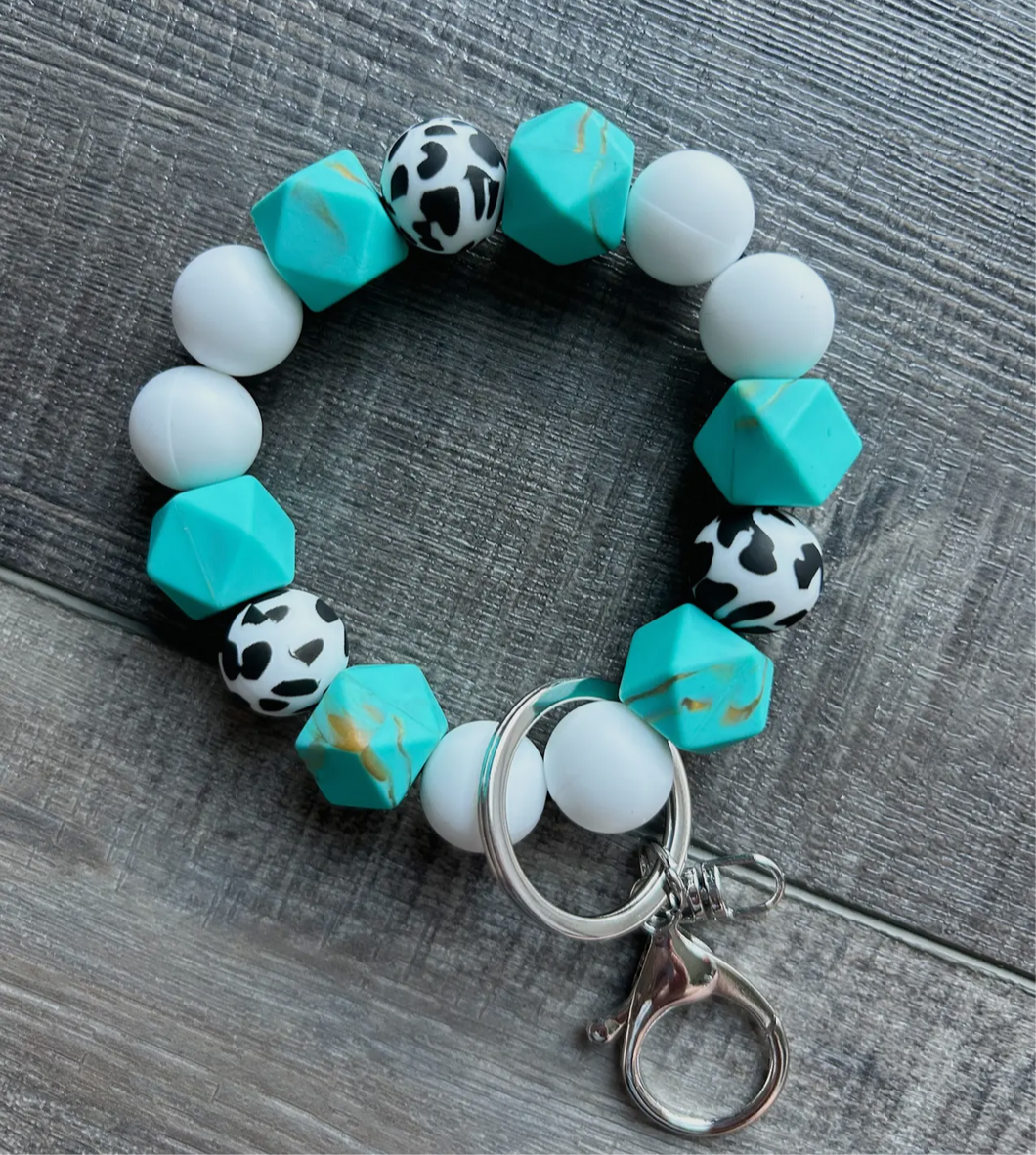 Turquoise Beaded Keychain