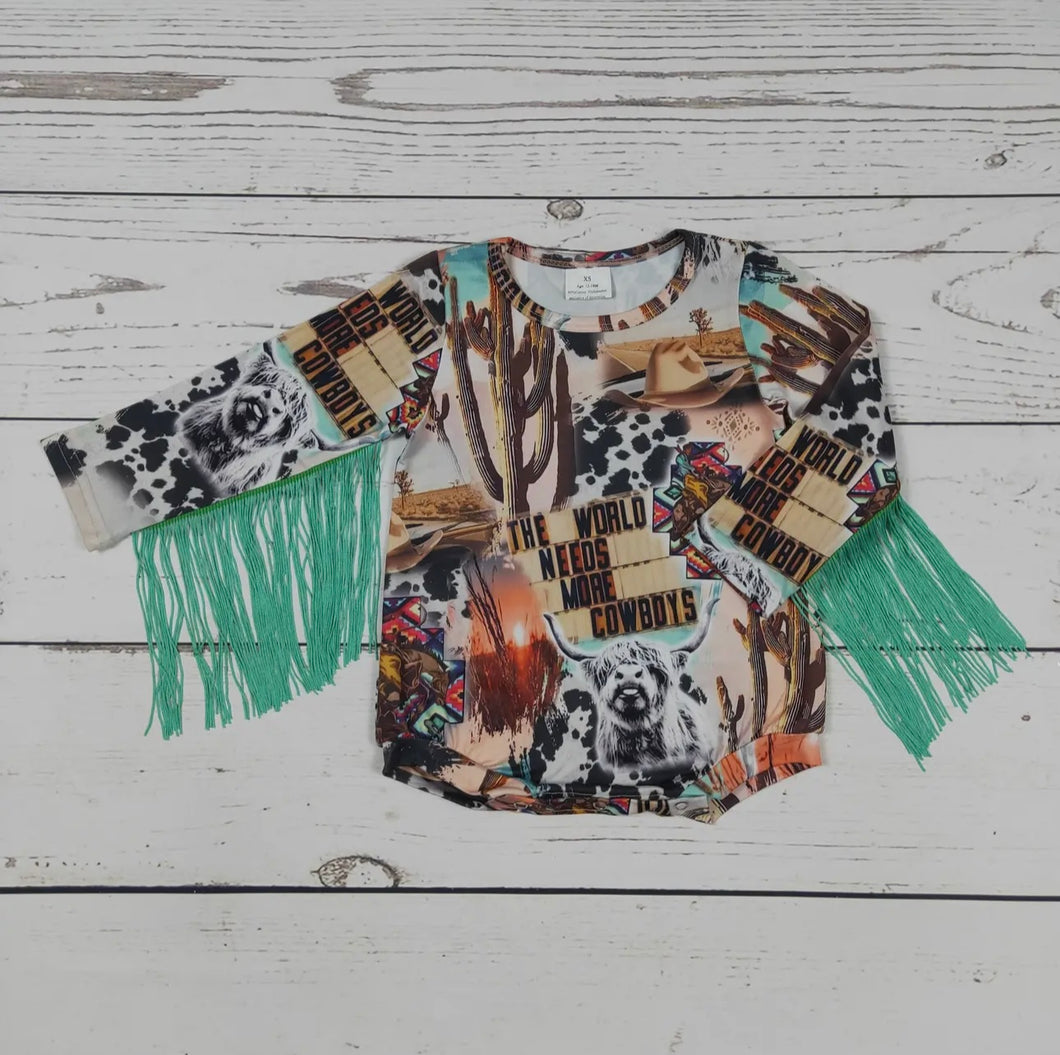 The World Needs More Cowboys Fringe Baby Bubble