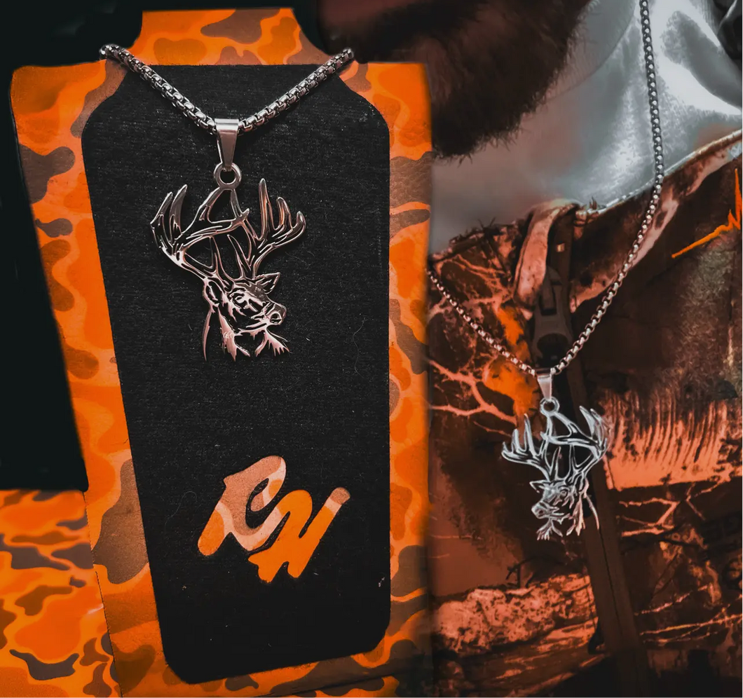 Deer Rack- Stainless Steel Necklace and Pendant