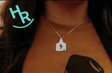 Load image into Gallery viewer, Turquoise Cactus Cattle Tag Necklace
