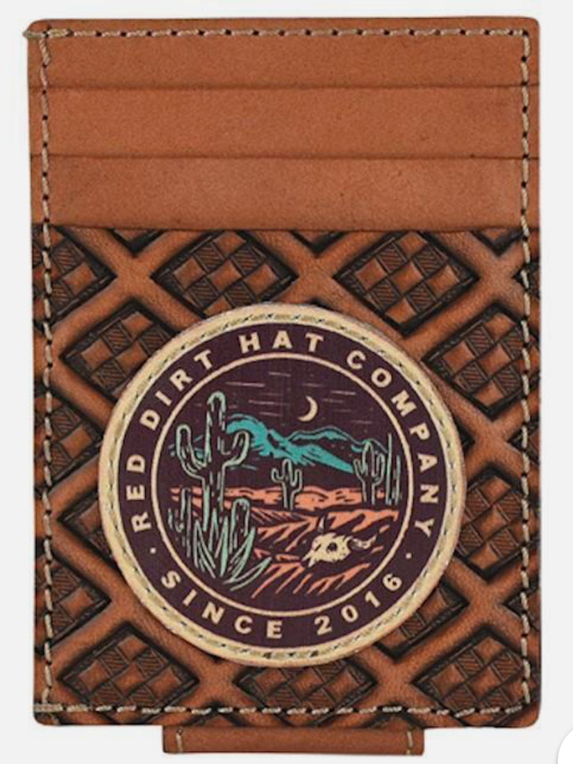 Red Dirt Hat Co Western Mens Money Clip Logo Leather Tan