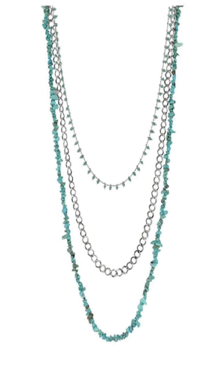 Multi-Layer Necklace With Turquoise Nuggets
