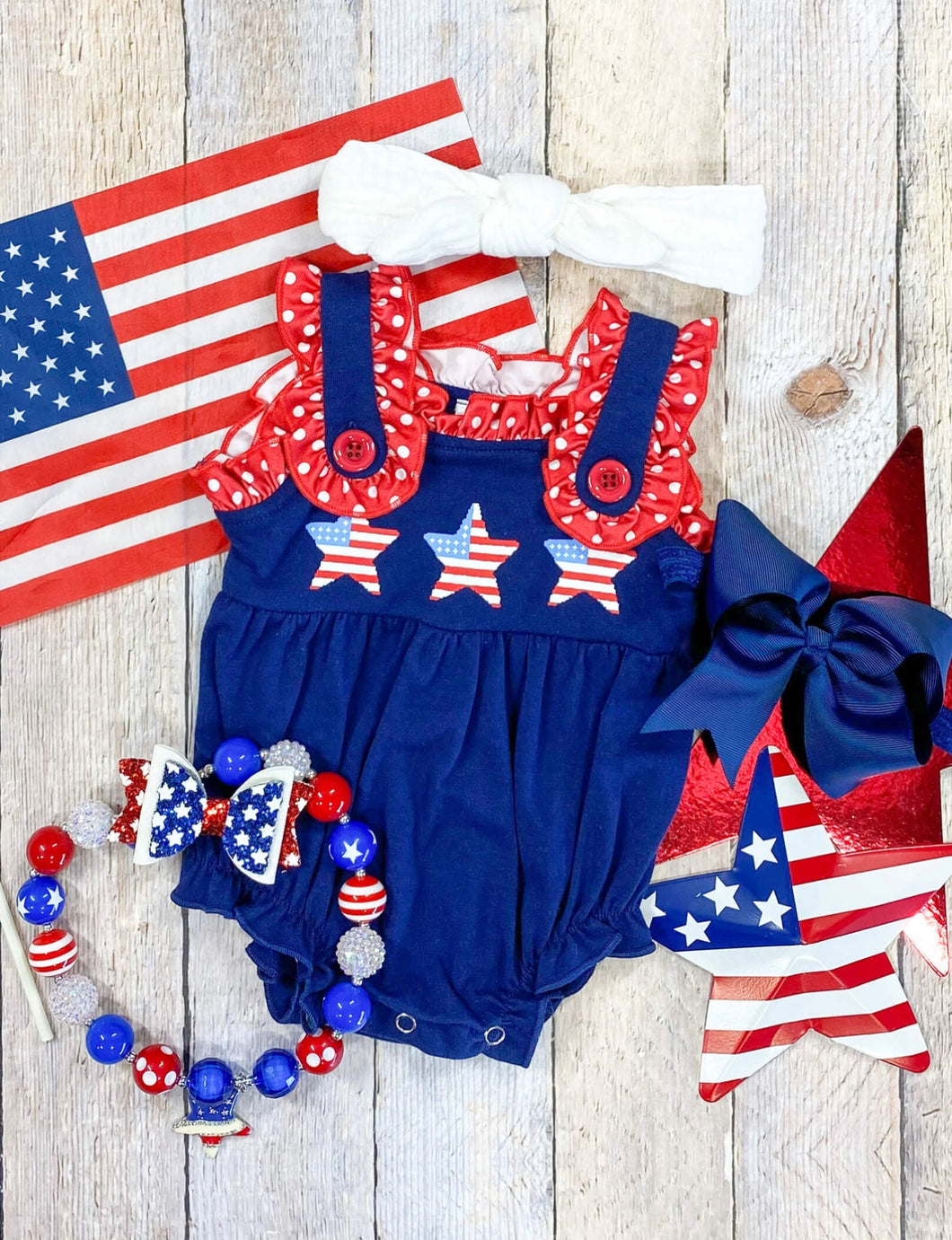 All American Ruffled Romper