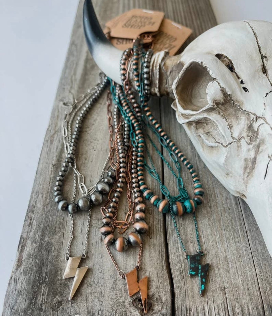 Layered Navajo Lightning Bolt Western Necklace