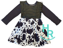 Load image into Gallery viewer, Cowprint &amp; Leather Fringe Dress
