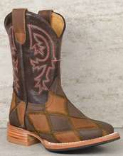 Load image into Gallery viewer, Patchwork Square Toe Boot
