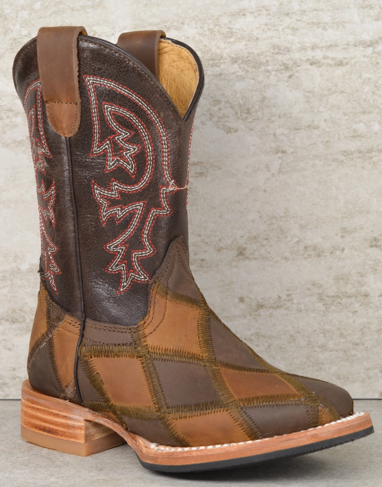 Patchwork Square Toe Boot