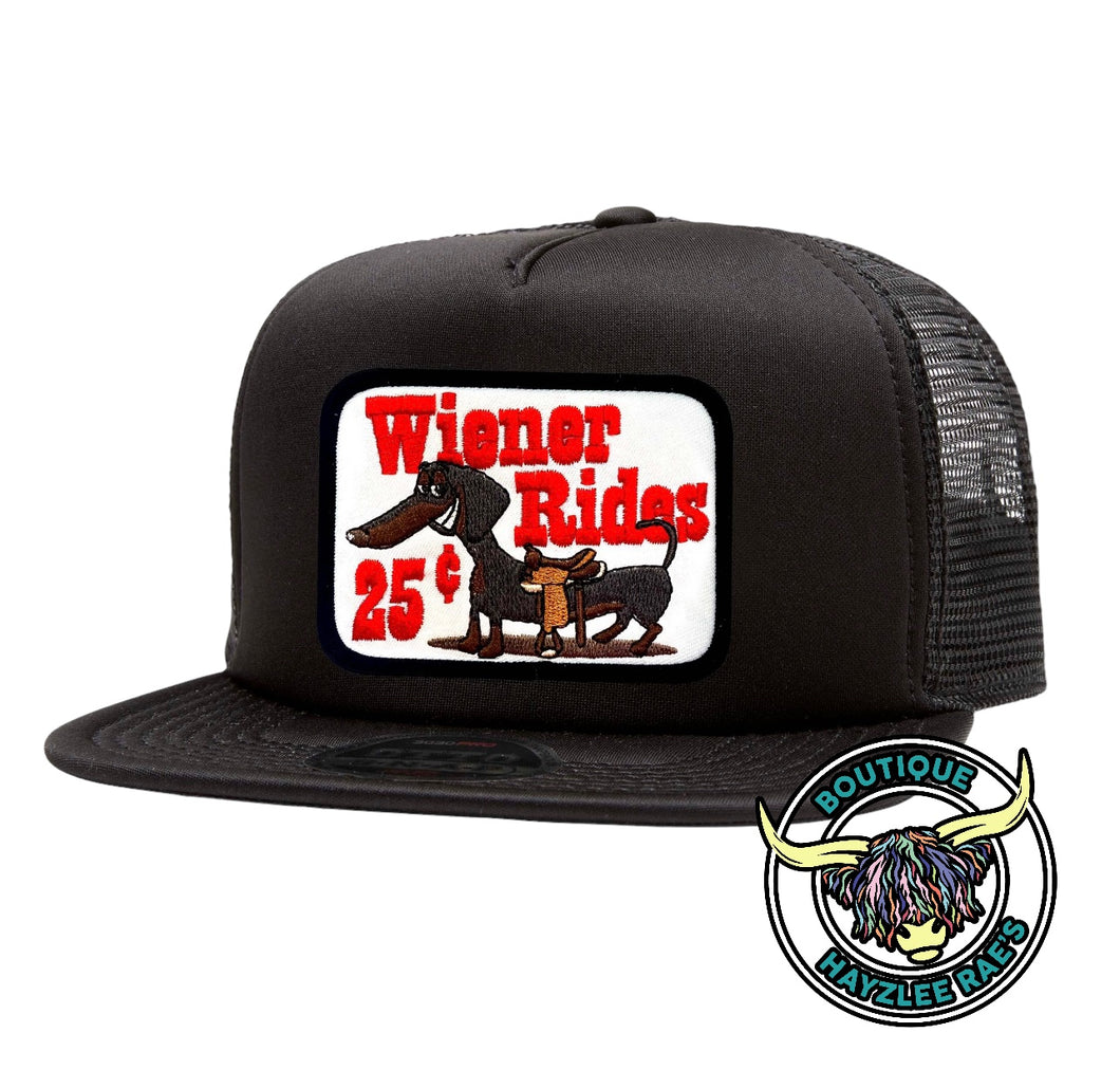 Wiener Rides Flat Bill Patch Hat