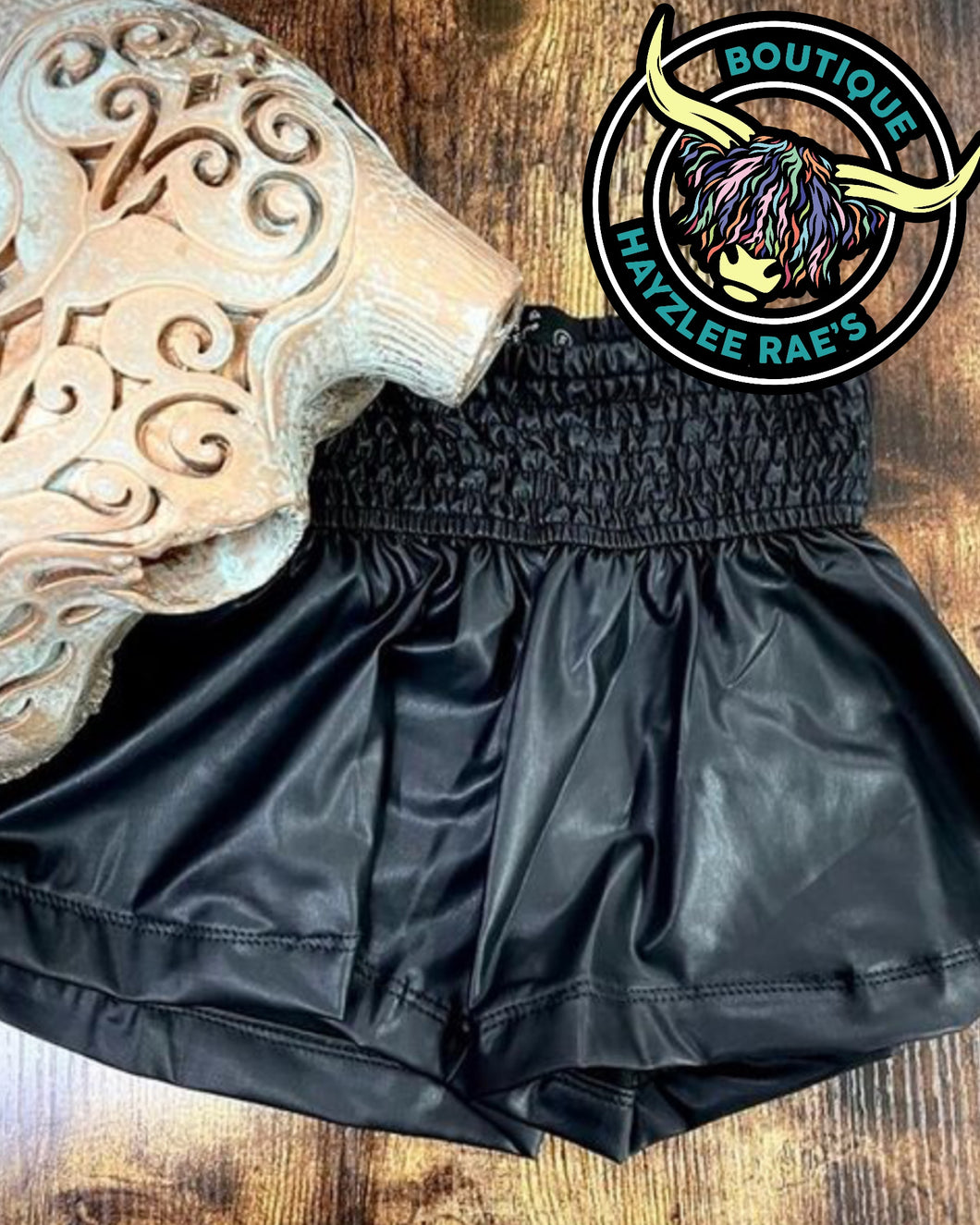 Flowy Shorts- Black Faux Leather