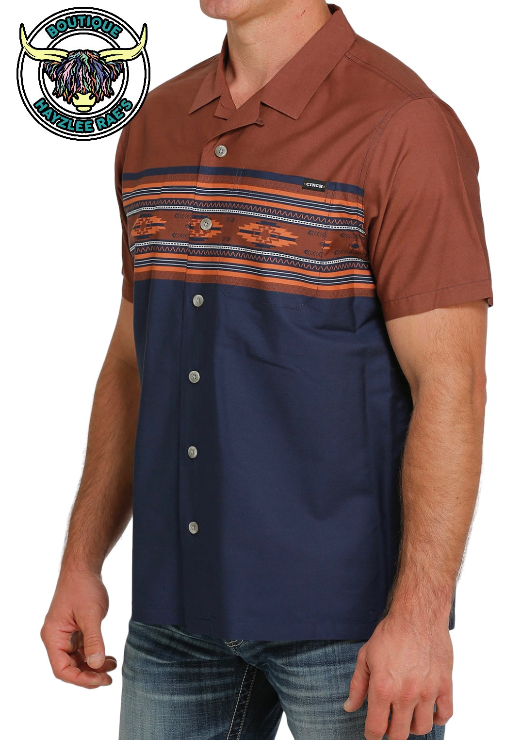 Cinch® Camp Shirt- Rust & Navy