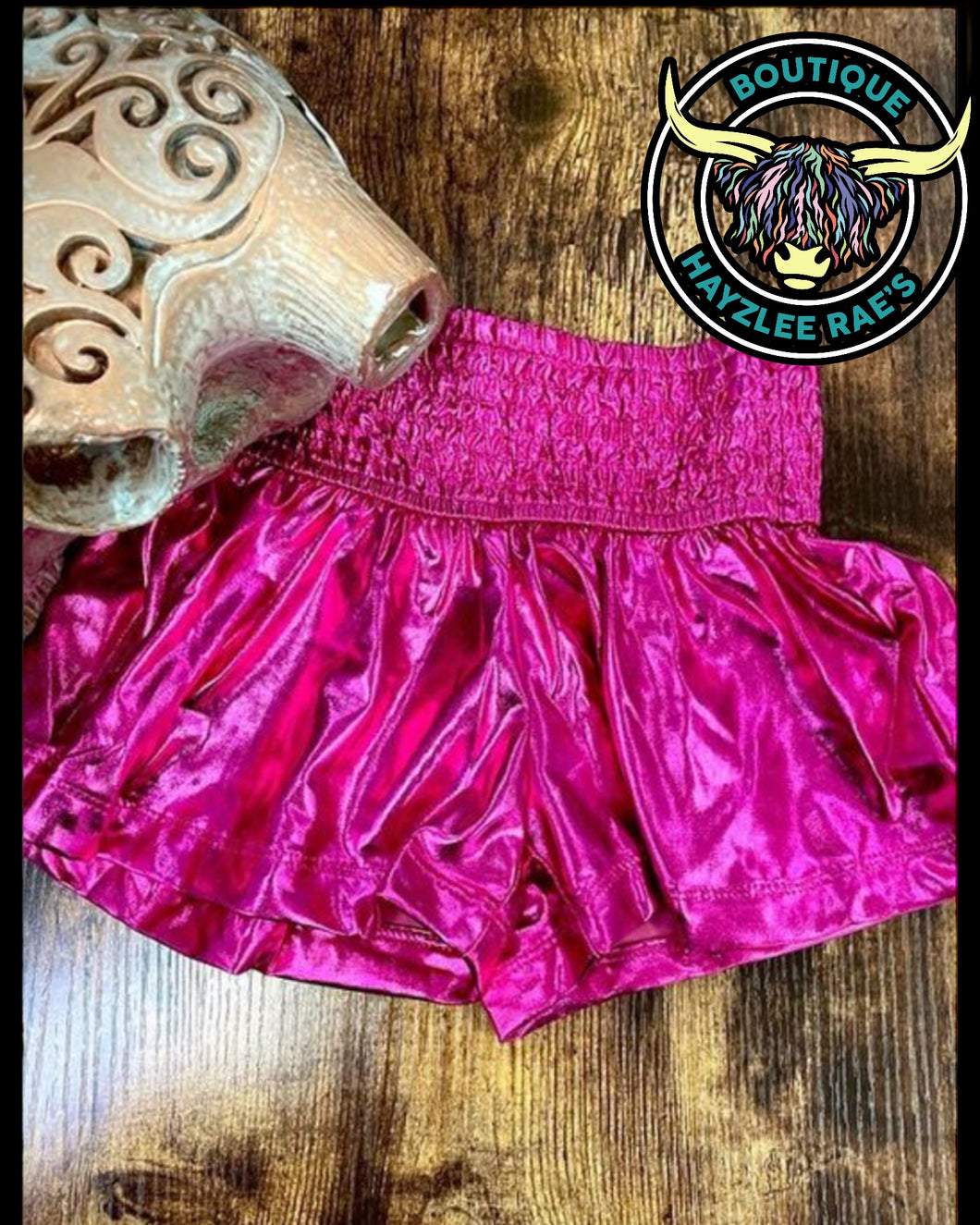 Flowy Shorts- Hot Pink Metallic