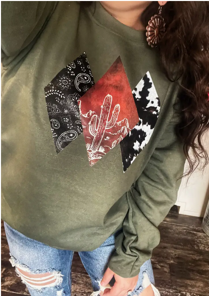 Diamond Cactus Cowhide Sweatshirt