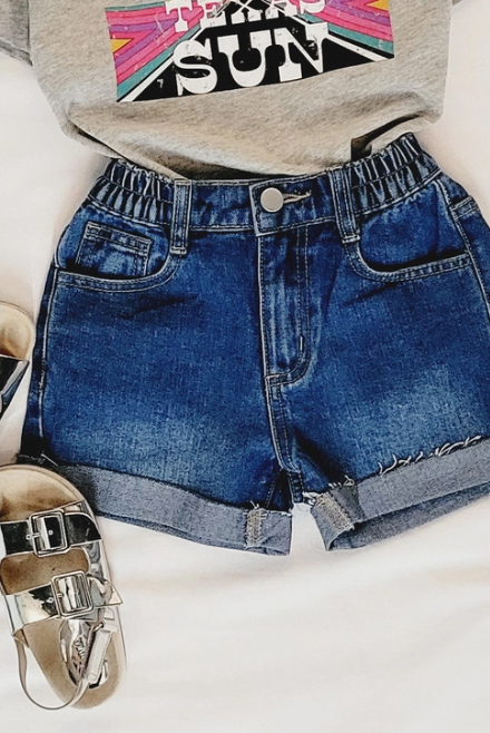 ROLLED UP DENIM SHORTS