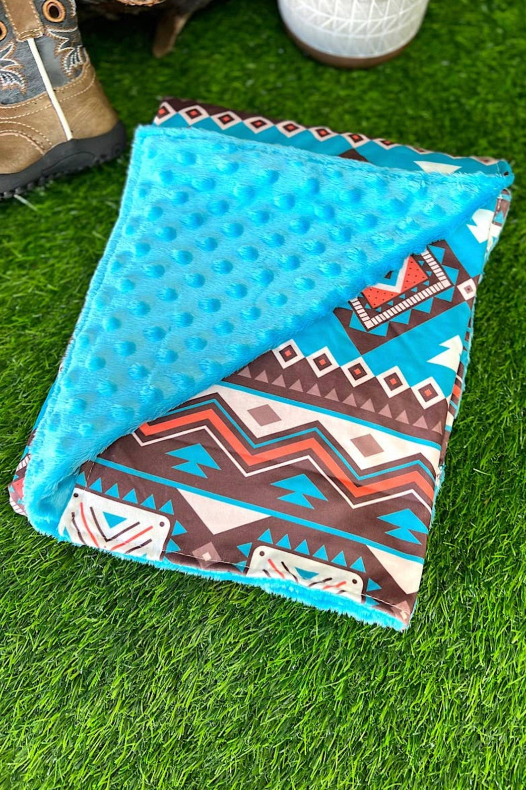 Turquoise & Brown Baby blanket